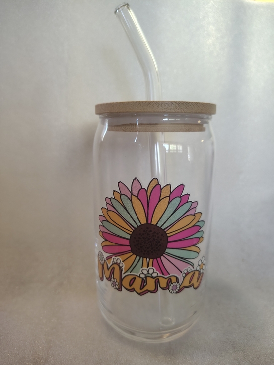 Handmade Other - 🩰 "Mama" With Flower Glass Tumbler